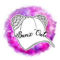 Bunz Out - Logo for baseball cap and scrunchies for space buns and pigtails hairstyles