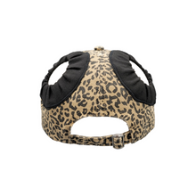 Load image into Gallery viewer, Hand-tailored distressed leopard print women’s baseball cap with scrunchies for space buns and pigtails hairstyles