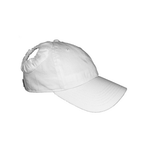 White hand-tailored baseball cap for space buns and pigtails hairstyles